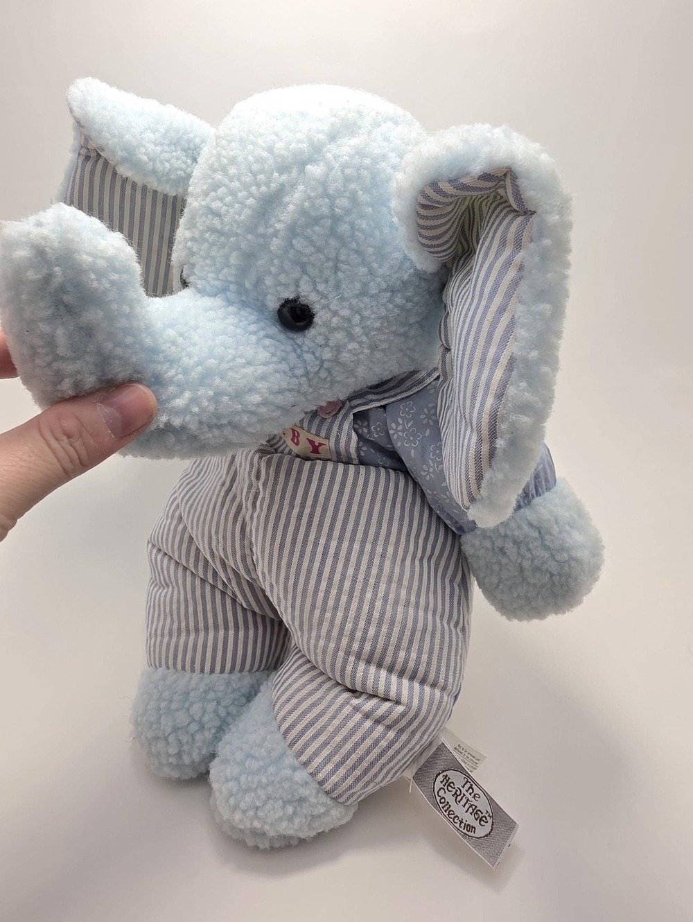 The Heritage Collection 1993 BUBS Blue Stripes Overalls Elephant Plush Ganz Rare